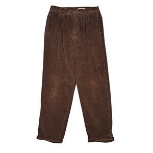 Eddie Bauer Womens Corduroy Pants Brown Wide Wale Pleated 90s Academia Sz 12 Vtg